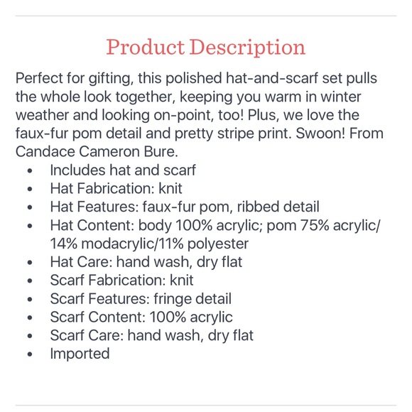 Candace Cameron Bure Hat & Scarf Set NWOT - Picture 2 of 9